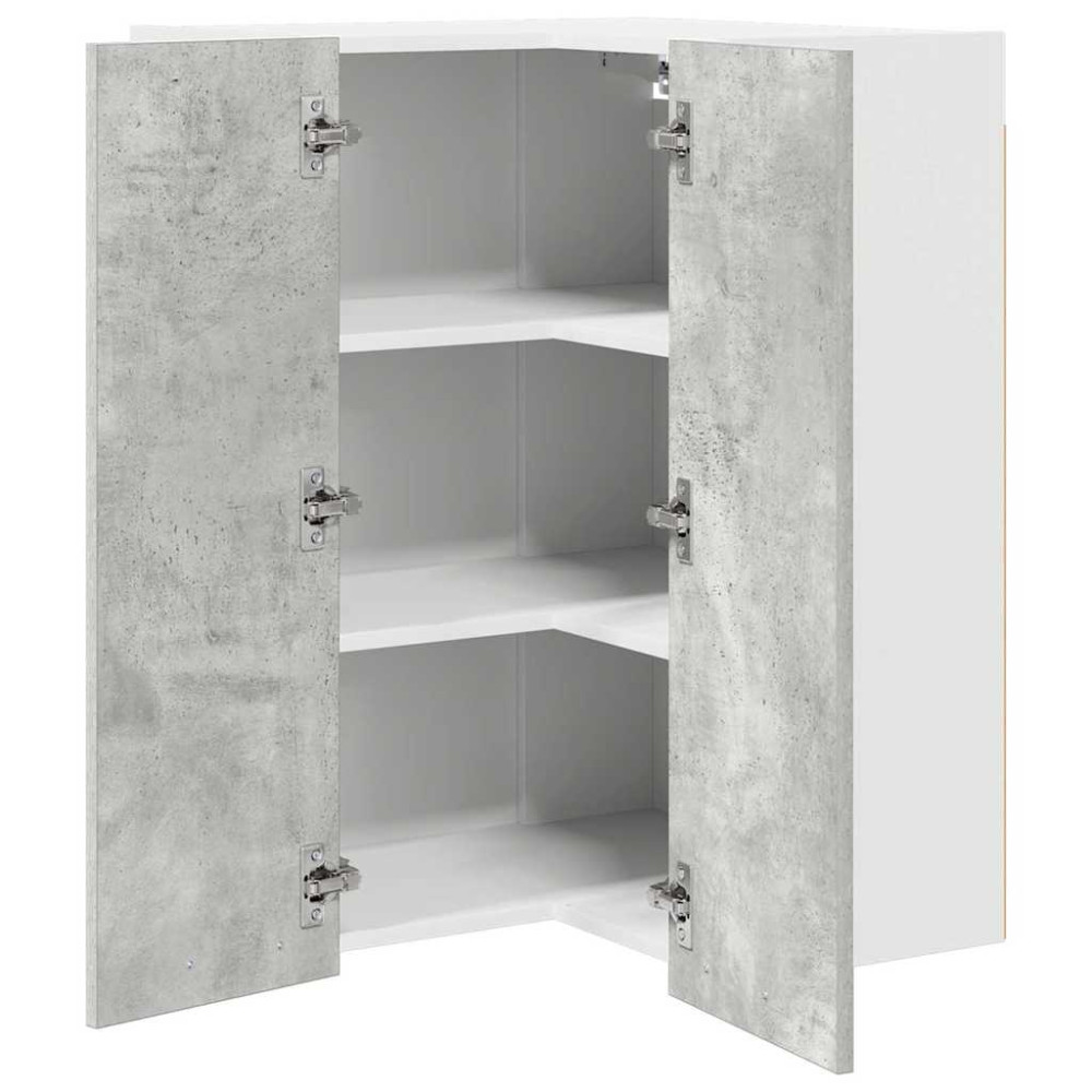 Produktbild för Hängande skåp Betonggrå och vit 57 x 57 x 80 cm Konstruerat trä