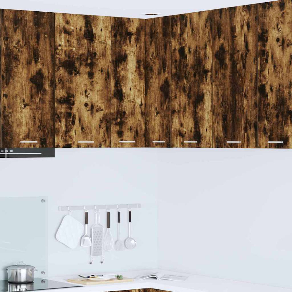 Produktbild för Hängande skåp Rökt ek och vit 57 x 57 x 80 cm Konstruerat trä