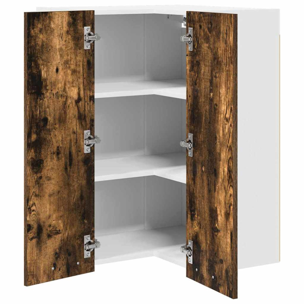 Produktbild för Hängande skåp Rökt ek och vit 57 x 57 x 80 cm Konstruerat trä