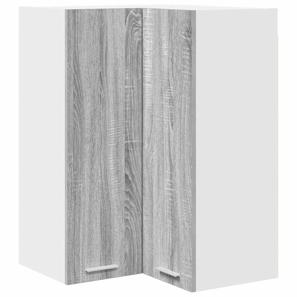 Produktbild för Hängande skåp med lagring Grå Sonoma och vit 57 x 57 x 80 cm