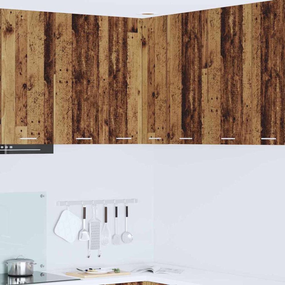 Produktbild för Hängande skåp Gamla trä och vit 57 x 57 x 80 cm Konstruerat trä