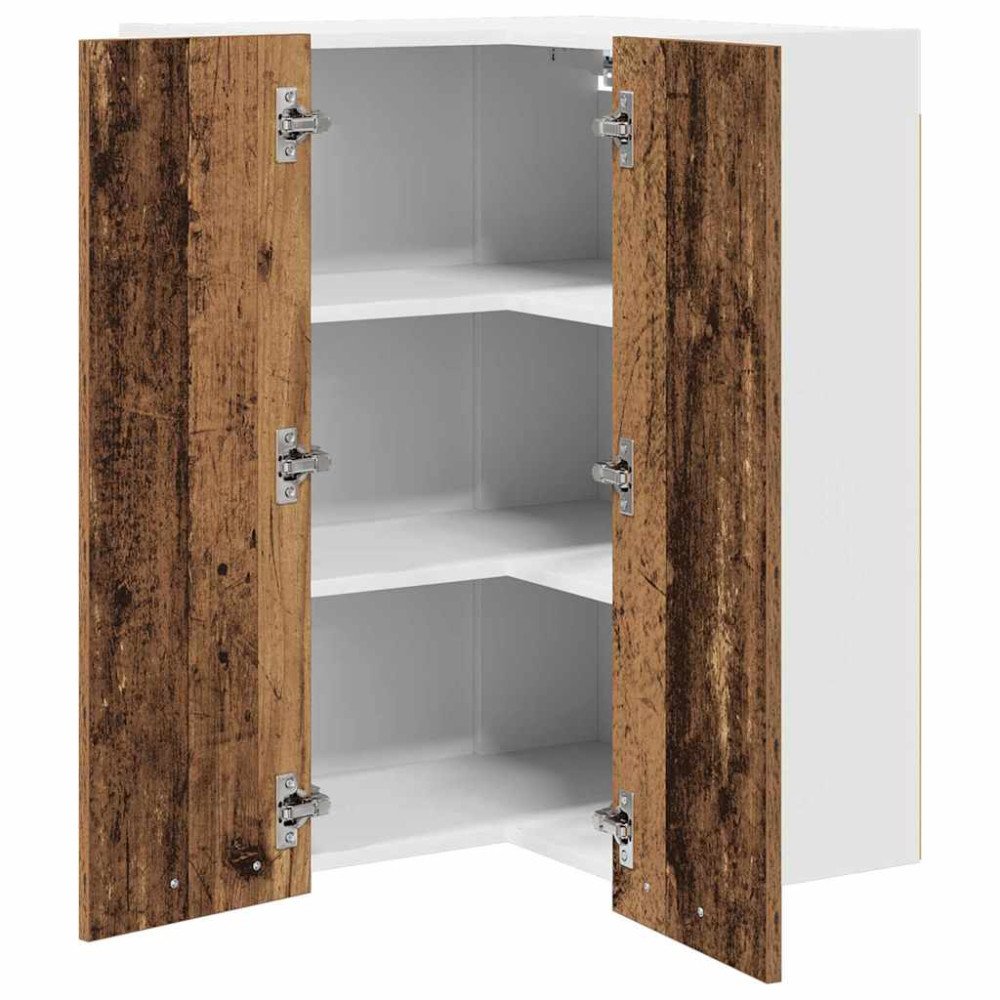 Produktbild för Hängande skåp Gamla trä och vit 57 x 57 x 80 cm Konstruerat trä