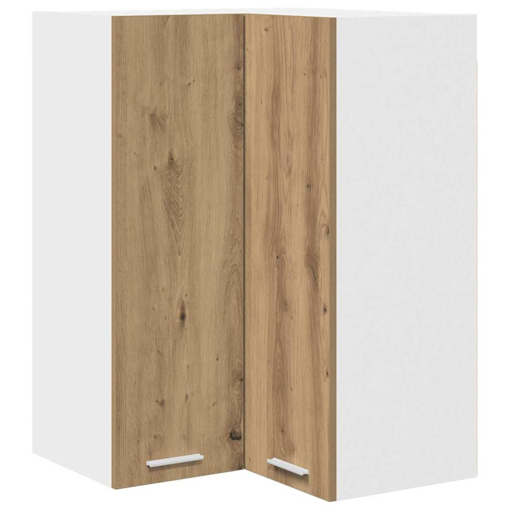 Produktbild för Hängande skåp med lagring Artisan ek och vit 57 x 57 x 80 cm