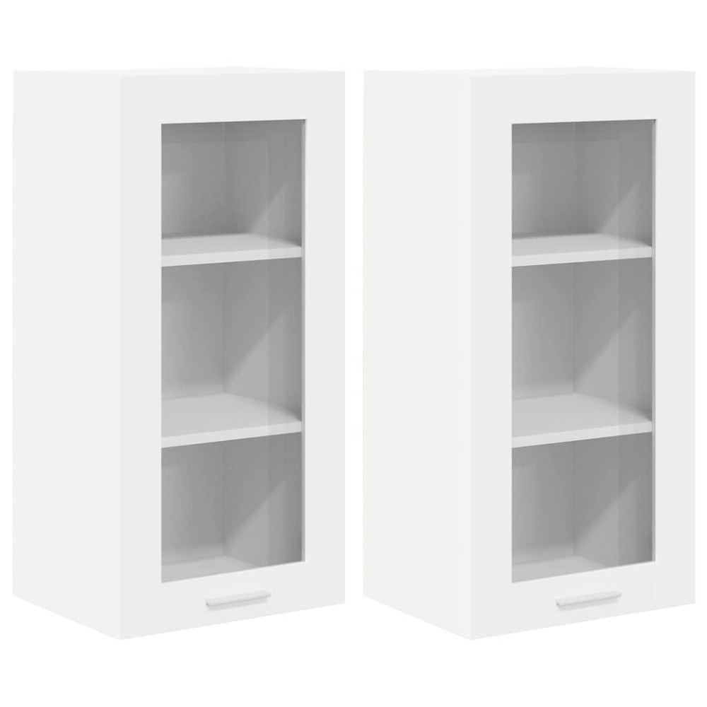 Produktbild för Hängande skåp 2 pcs Vit 40 x 31 x 80 cm Konstruerat trä