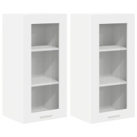 Produktbild för Hängande skåp 2 pcs Vit 40 x 31 x 80 cm Konstruerat trä