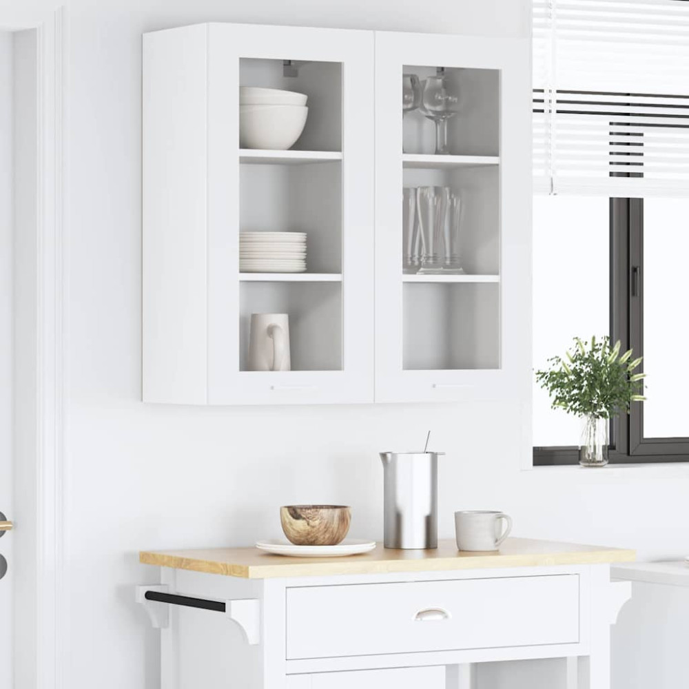 Produktbild för Hängande skåp 2 pcs Vit 40 x 31 x 80 cm Konstruerat trä