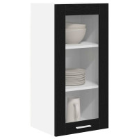 Produktbild för Hängande skåp med dörr Svart Ek 40 x 31 x 80 cm Konstruerat trä