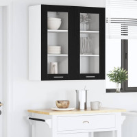 Produktbild för Hängande skåp med dörr Svart Ek 40 x 31 x 80 cm Konstruerat trä