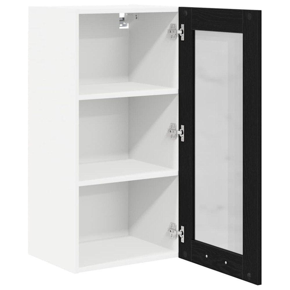 Produktbild för Hängande skåp med dörr Svart Ek 40 x 31 x 80 cm Konstruerat trä