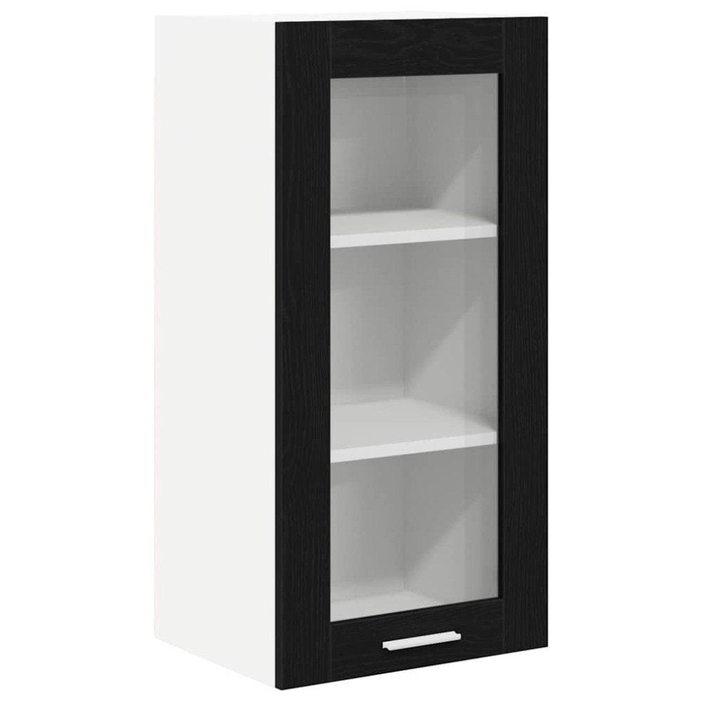 Produktbild för Hängande skåp 2 pcs Svart Ek 40 x 31 x 80 cm Konstruerat trä