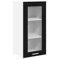 Produktbild för Hängande skåp 2 pcs Svart Ek 40 x 31 x 80 cm Konstruerat trä