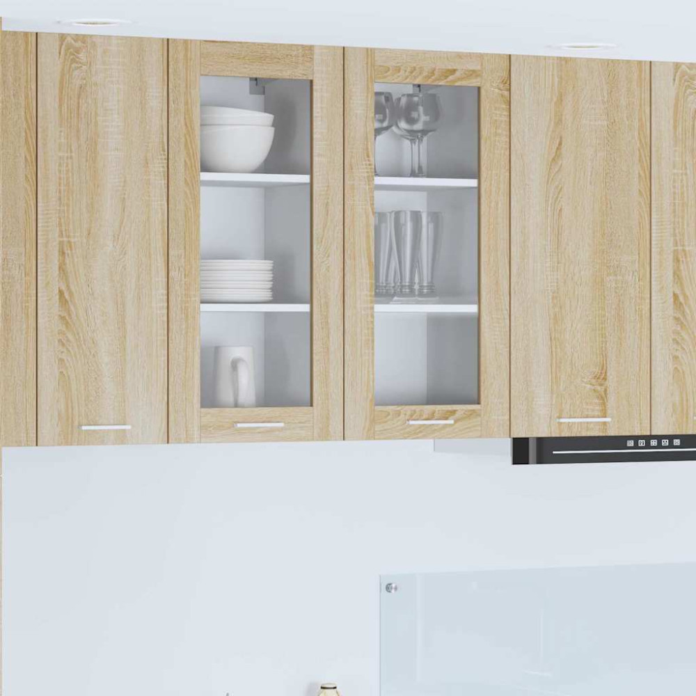 Produktbild för Hängande skåp 2 pcs Sonoma-ek 40 x 31 x 80 cm Konstruerat trä