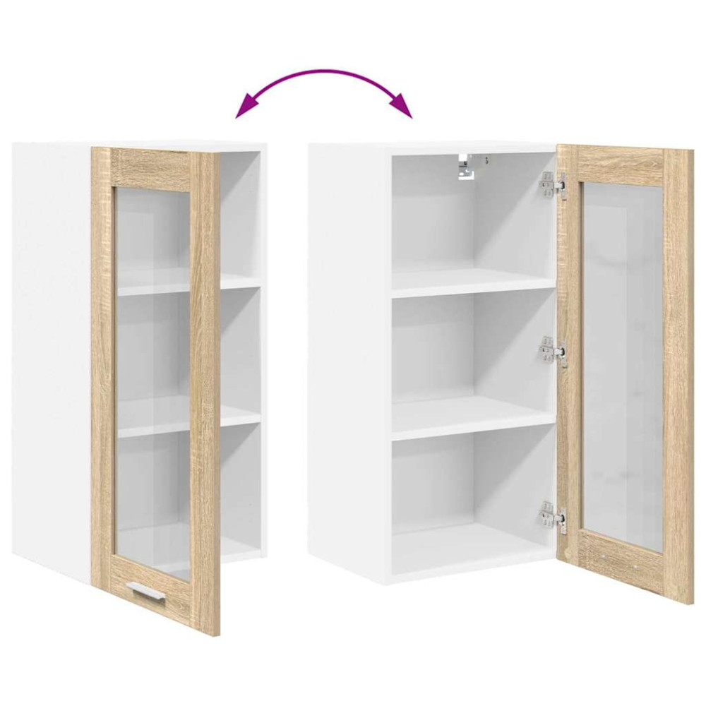 Produktbild för Hängande skåp 2 pcs Sonoma-ek 40 x 31 x 80 cm Konstruerat trä