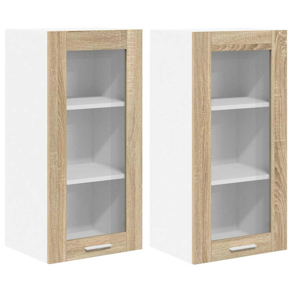 Produktbild för Hängande skåp 2 pcs Sonoma-ek 40 x 31 x 80 cm Konstruerat trä