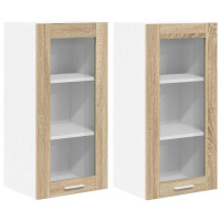 Produktbild för Hängande skåp 2 pcs Sonoma-ek 40 x 31 x 80 cm Konstruerat trä