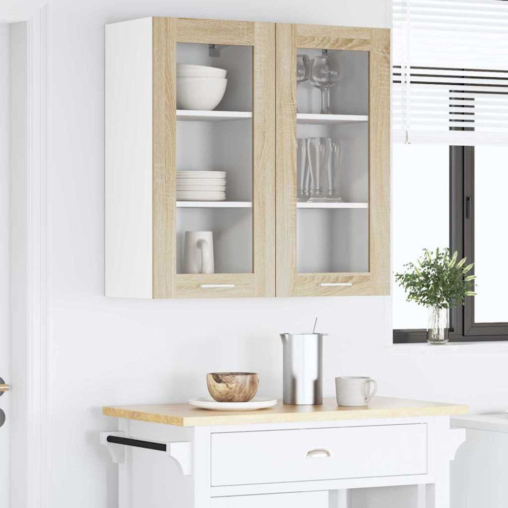 Produktbild för Hängande skåp 2 pcs Sonoma-ek 40 x 31 x 80 cm Konstruerat trä