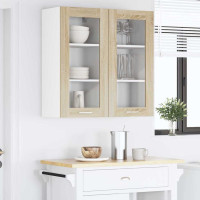 Produktbild för Hängande skåp 2 pcs Sonoma-ek 40 x 31 x 80 cm Konstruerat trä