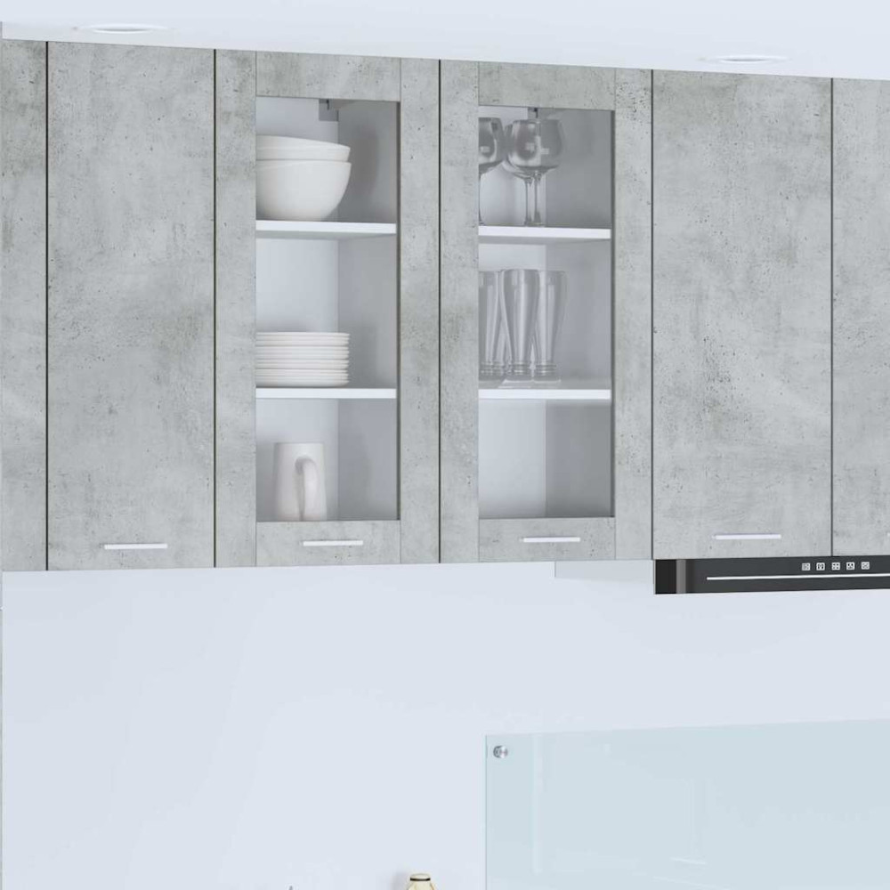 Produktbild för Hängande skåp 2 pcs Betonggrå 40 x 31 x 80 cm Konstruerat trä
