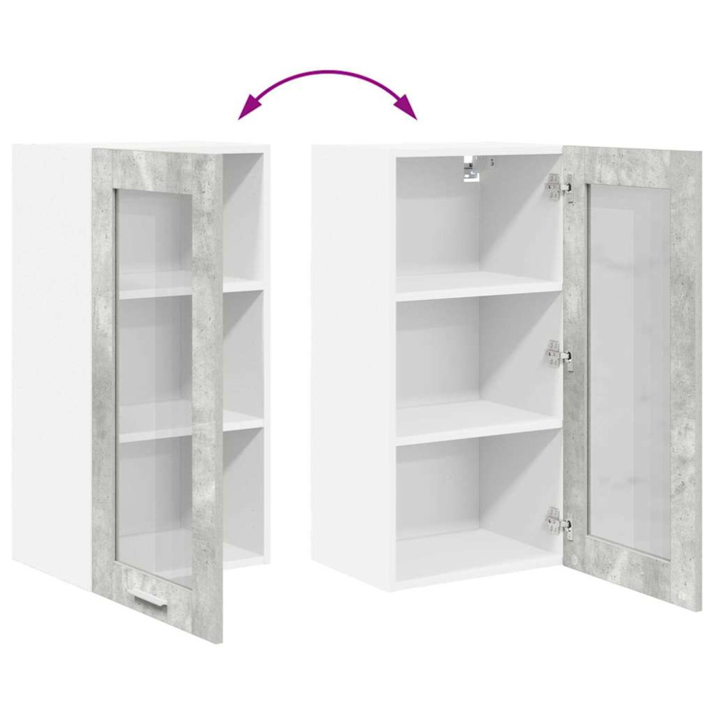 Produktbild för Hängande skåp 2 pcs Betonggrå 40 x 31 x 80 cm Konstruerat trä