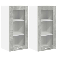 Produktbild för Hängande skåp 2 pcs Betonggrå 40 x 31 x 80 cm Konstruerat trä