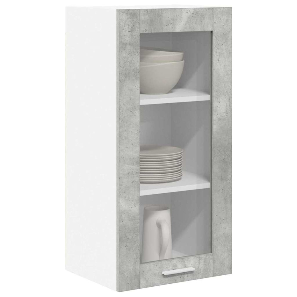 Produktbild för Hängande skåp 2 pcs Betonggrå 40 x 31 x 80 cm Konstruerat trä