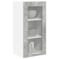 Produktbild för Hängande skåp 2 pcs Betonggrå 40 x 31 x 80 cm Konstruerat trä
