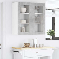 Produktbild för Hängande skåp 2 pcs Betonggrå 40 x 31 x 80 cm Konstruerat trä