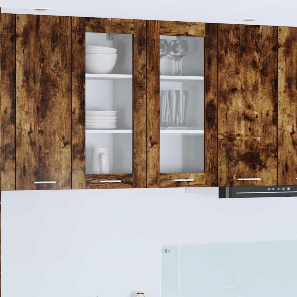 Produktbild för Hängande skåp 2 pcs Rökt ek 40 x 31 x 80 cm Konstruerat trä