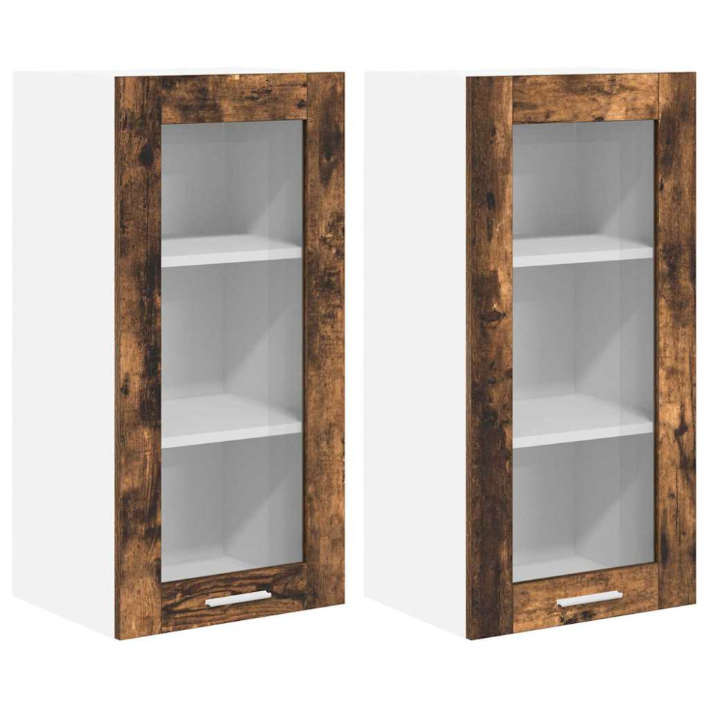 Produktbild för Hängande skåp 2 pcs Rökt ek 40 x 31 x 80 cm Konstruerat trä