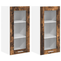 Produktbild för Hängande skåp 2 pcs Rökt ek 40 x 31 x 80 cm Konstruerat trä