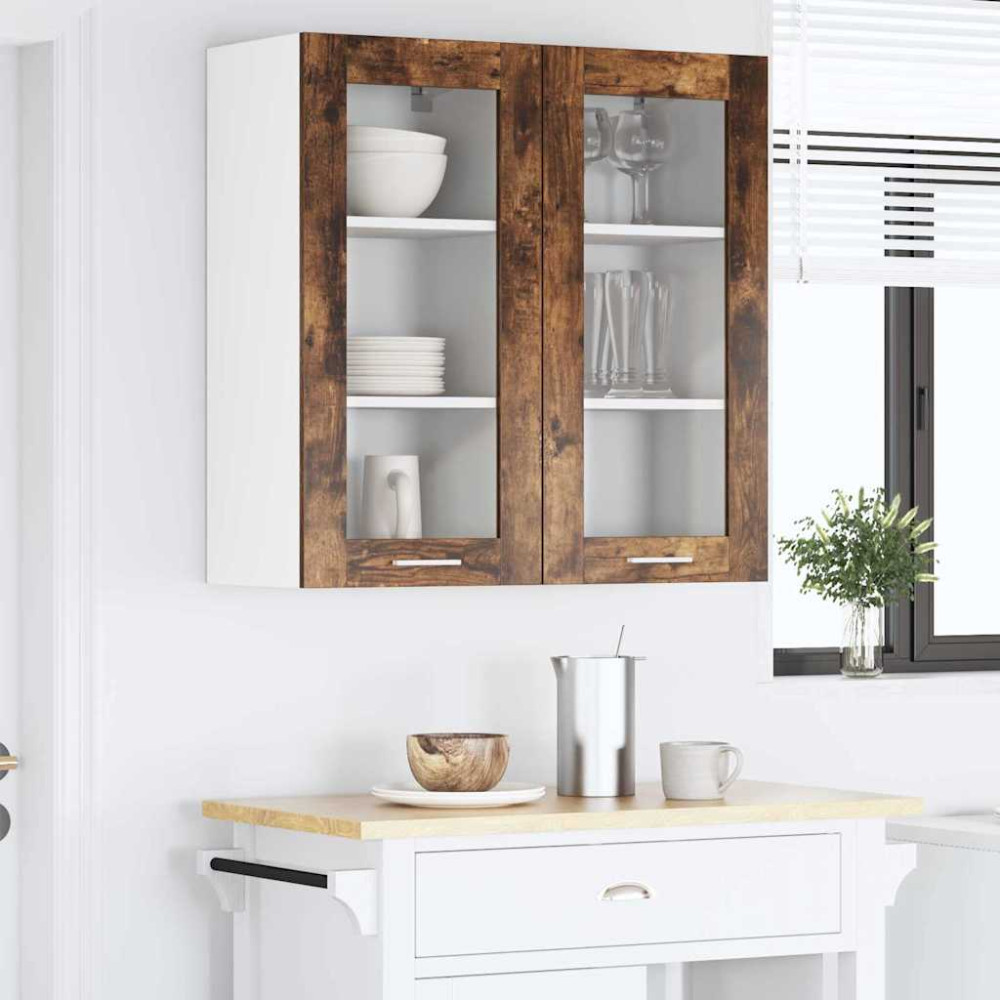 Produktbild för Hängande skåp 2 pcs Rökt ek 40 x 31 x 80 cm Konstruerat trä