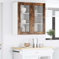 Produktbild för Hängande skåp 2 pcs Rökt ek 40 x 31 x 80 cm Konstruerat trä
