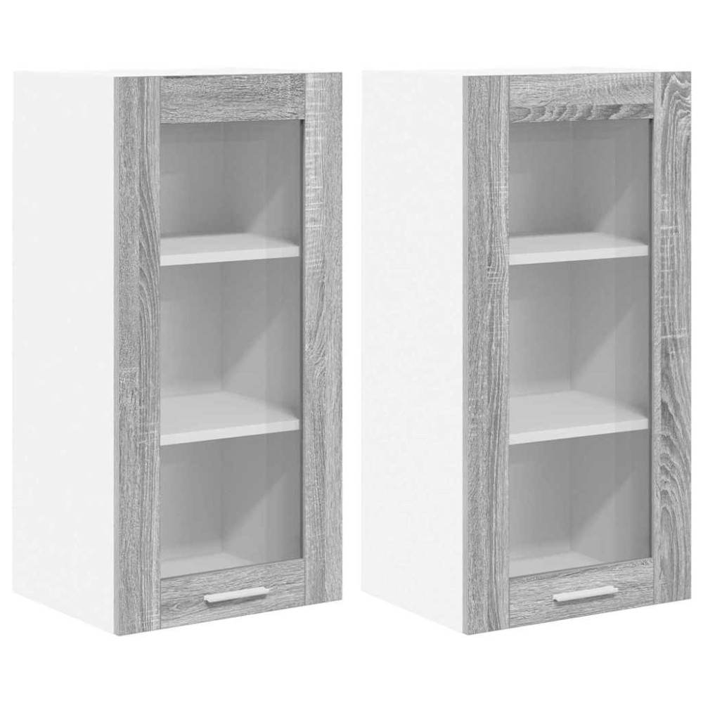 Produktbild för Hängande skåp 2 pcs Grå Sonoma 40 x 31 x 80 cm Konstruerat trä