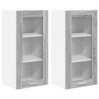 Produktbild för Hängande skåp 2 pcs Grå Sonoma 40 x 31 x 80 cm Konstruerat trä