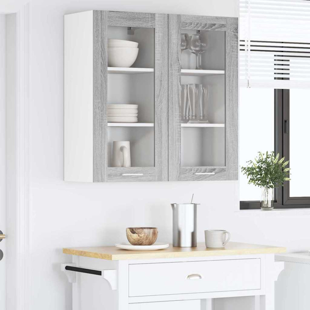 Produktbild för Hängande skåp 2 pcs Grå Sonoma 40 x 31 x 80 cm Konstruerat trä