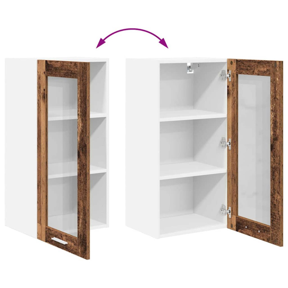 Produktbild för Hängande skåp 2 pcs Gammalt trä 40 x 31 x 80 cm Konstruerat trä