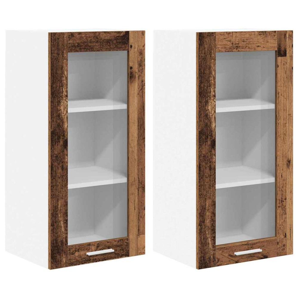 Produktbild för Hängande skåp 2 pcs Gammalt trä 40 x 31 x 80 cm Konstruerat trä