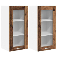 Produktbild för Hängande skåp 2 pcs Gammalt trä 40 x 31 x 80 cm Konstruerat trä