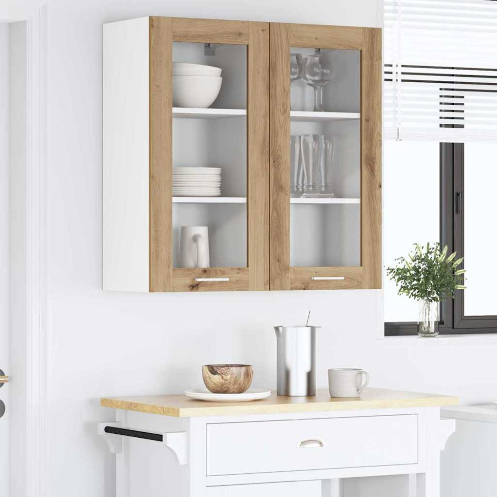 Produktbild för Hängande skåp 2 pcs Gammalt trä 40 x 31 x 80 cm Konstruerat trä