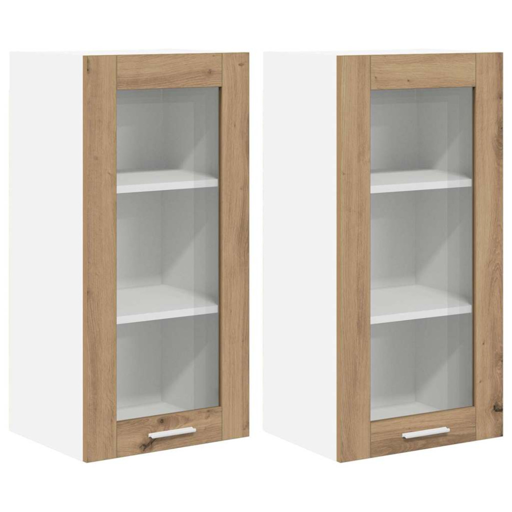 Produktbild för Hängande skåp 2 pcs Artisan Ek 40 x 31 x 80 cm Konstruerat trä