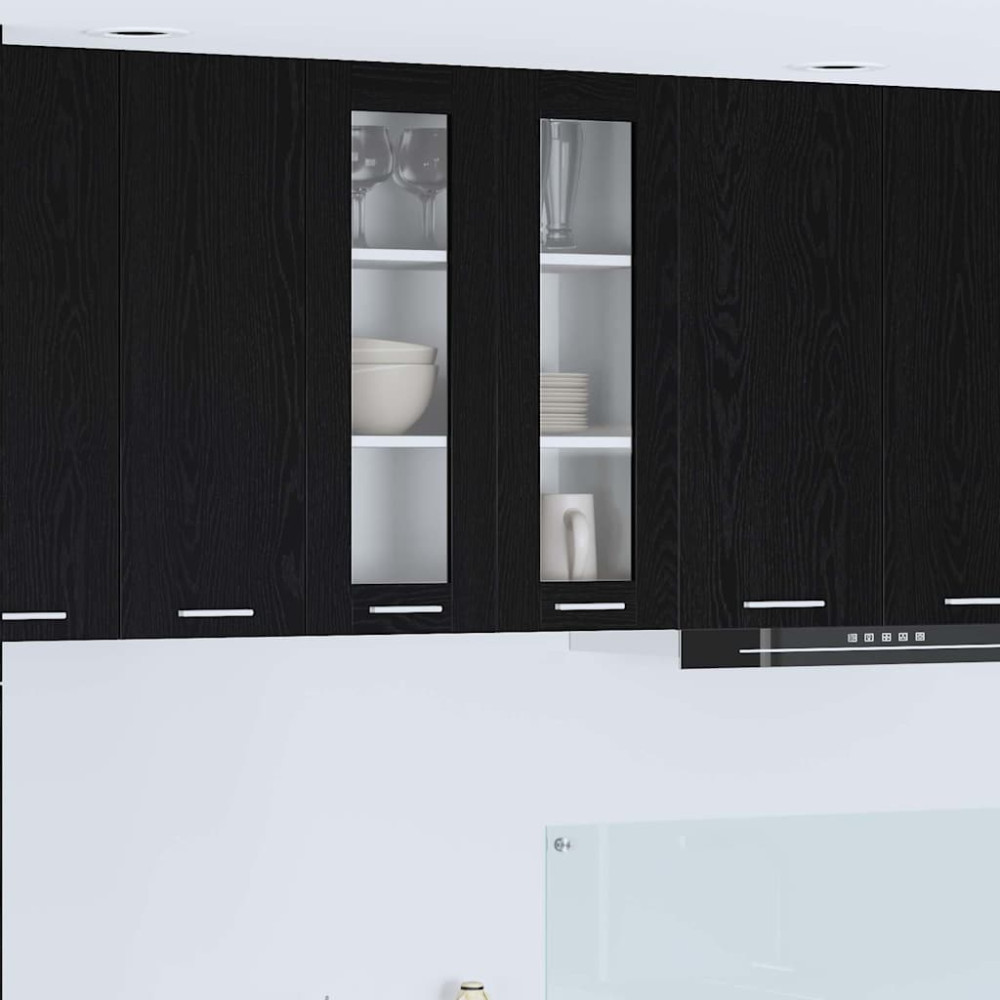 Produktbild för Hängande skåp med dörr Svart Ek 60 x 31 x 80 cm Konstruerat trä