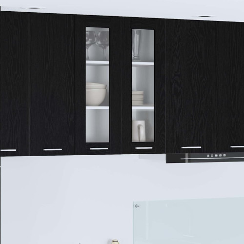 vidaXL Hängande skåp med dörr Svart Ek 60 x 31 x 80 cm Konstruerat trä