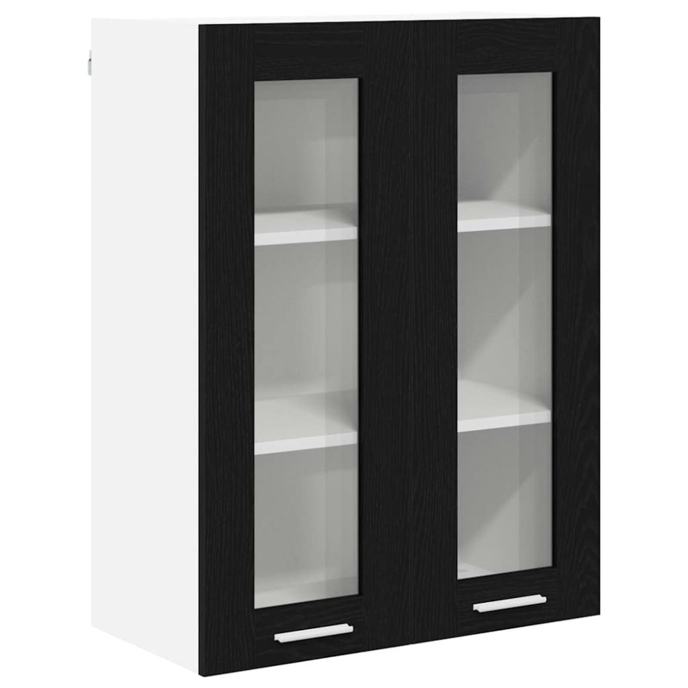 Produktbild för Hängande skåp med dörr Svart Ek 60 x 31 x 80 cm Konstruerat trä