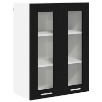 Produktbild för Hängande skåp med dörr Svart Ek 60 x 31 x 80 cm Konstruerat trä