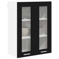 Produktbild för Hängande skåp med dörr Svart Ek 60 x 31 x 80 cm Konstruerat trä