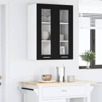 Produktbild för Hängande skåp med dörr Svart Ek 60 x 31 x 80 cm Konstruerat trä