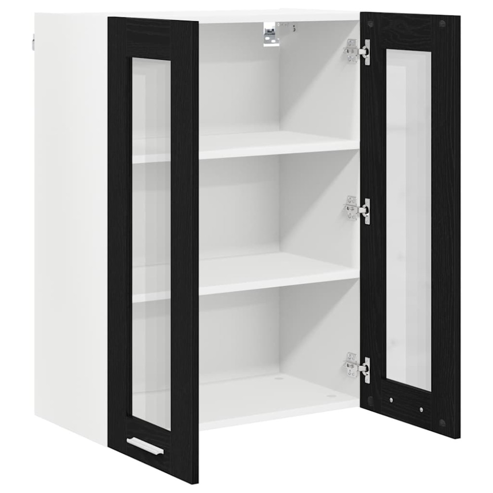 Produktbild för Hängande skåp med dörr Svart Ek 60 x 31 x 80 cm Konstruerat trä