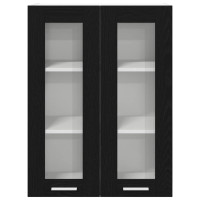 Produktbild för Hängande skåp med dörr Svart Ek 60 x 31 x 80 cm Konstruerat trä