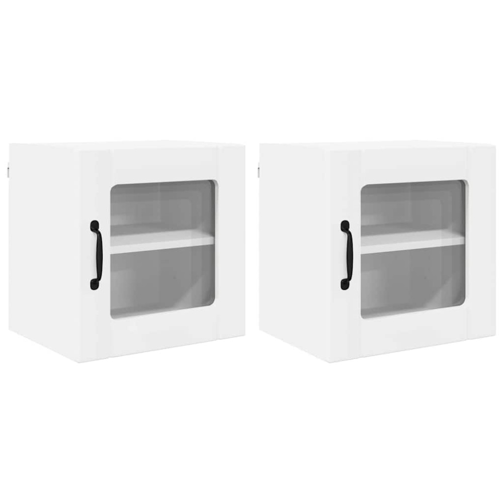Produktbild för Väggglasförråd LUCCA 2 pcs Vit 40 x 31 x 40 cm Konstruerat trä