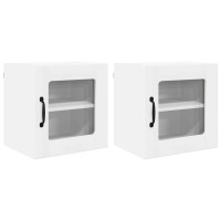 Produktbild för Väggglasförråd LUCCA 2 pcs Vit 40 x 31 x 40 cm Konstruerat trä